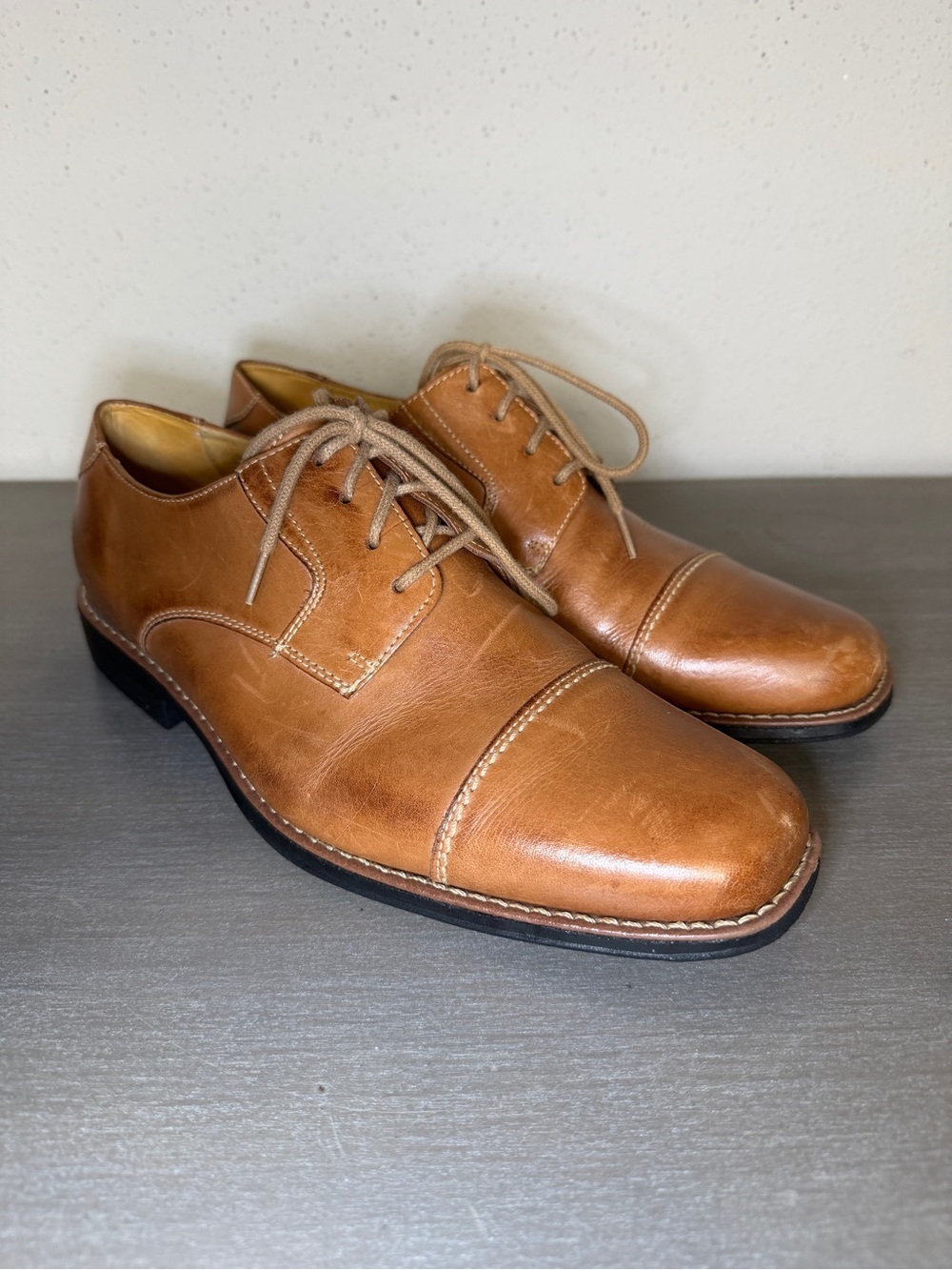 Sandro Moscoloni Mens 9W Oxford Dress Shoes Carmel Brown Cap Toe 17763